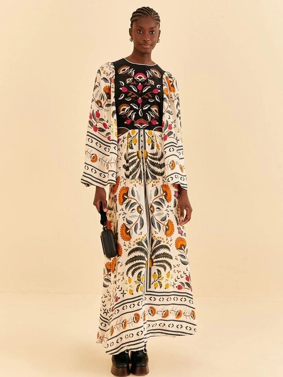 FARM Rio Dresses & Skirts - FARM rio palm sands paradise embroidered dress - maxi/midi with cut outs